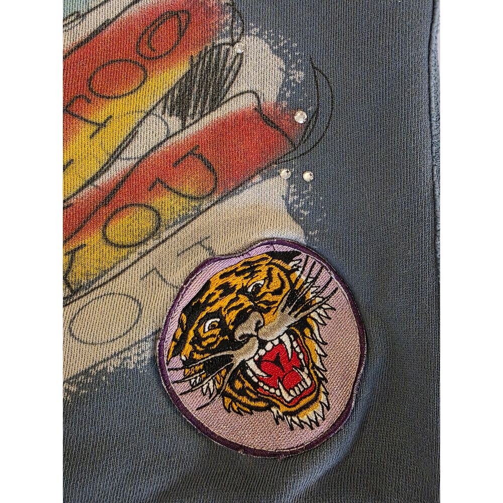 Vintage Women's M Don Ed Hardy Tattoo Zip Hoodie Christian Audigier Y2K Geisha - Picture 10 of 16